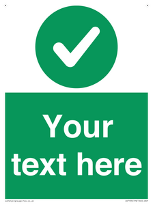 Custom green background, green circle with tick